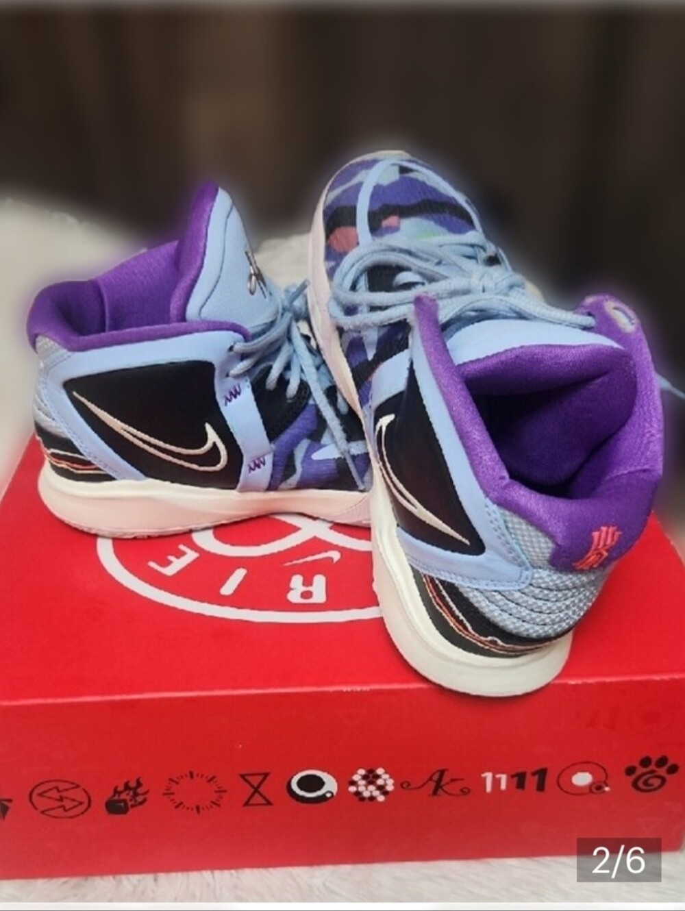 Nike KYRIE INFINITY Kids Purple Blue Camo Sneakers - Picture 2 of 6